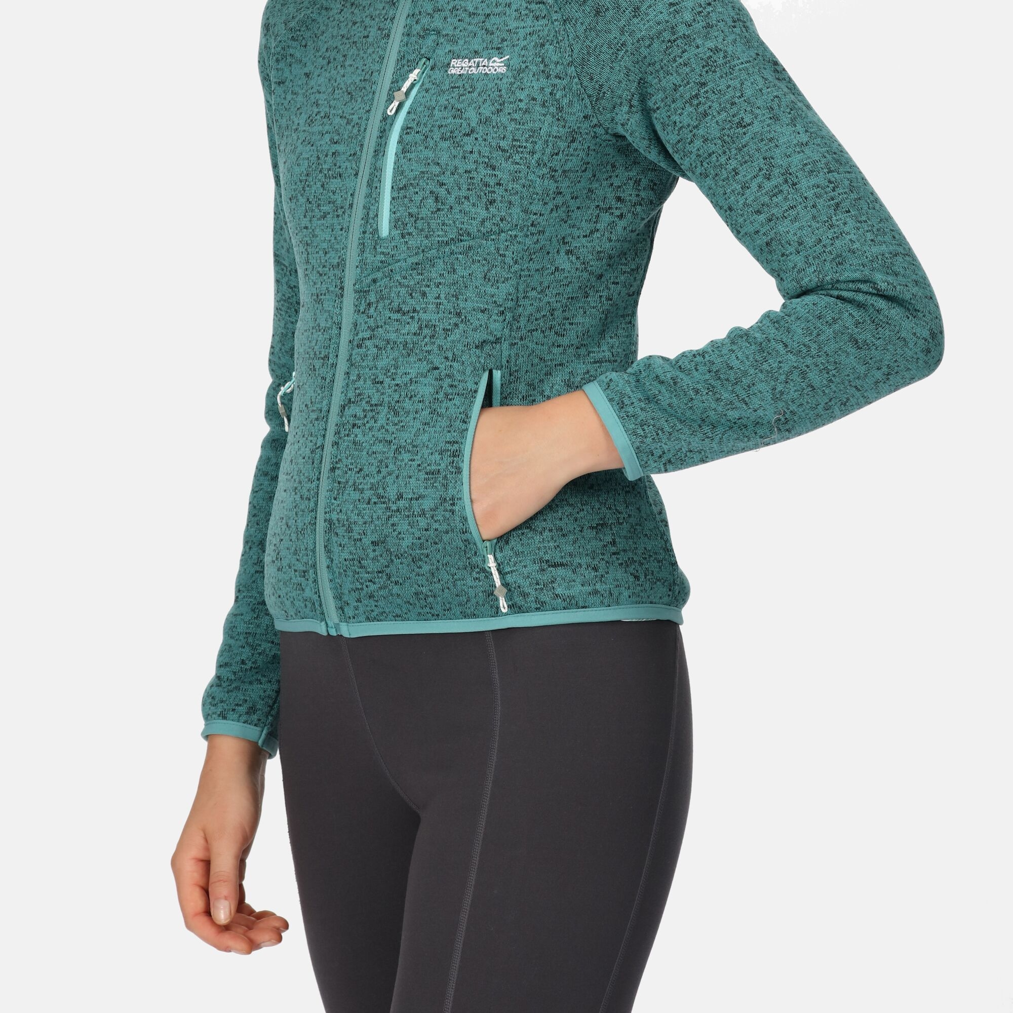 Damen Kapuzenfleece grün